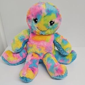 Build-a-Bear Vibrant Tie Dye Rainbow Plush Octopus Stuffed Animal Plush 15 x 16